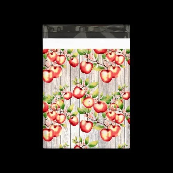 30 Poly Mailers/shipping Bags/ 30 Thank you Stickers - Apples & plain white - Picture 2 of 3